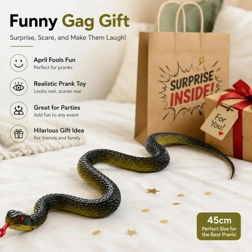 Fake rubber snake prank toy - prank,